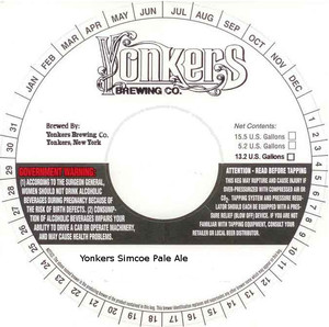 Yonkers Brewing Company Yonkers Simcoe Pale Ale September 2015
