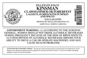 Highland Brewing Co. Kinsman Clawhammer Oktoberfest September 2015