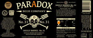 Paradox Beer Company Skully Barrel No. 31 September 2015