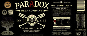 Paradox Beer Company Skully Barrel No. 33