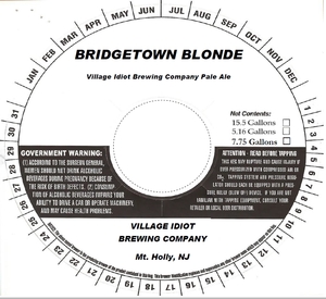 Village Idiot Brewing Company Pale Ale Bridgetown Blonde