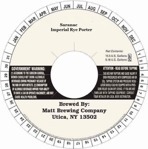 Saranac Imperial Rye Porter September 2015