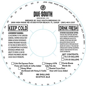 Due South Brewing Co. 88 Shilling Scotch Ale September 2015