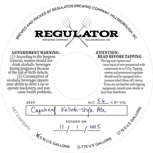 Regulator Brewing Company Capsheaf Kolsch