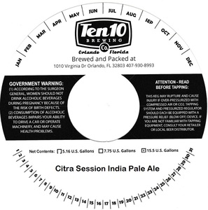 Ten10 Brewing Co Citra Session India Pale Ale
