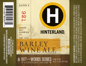 Hinterland Barley Wine Ale September 2015