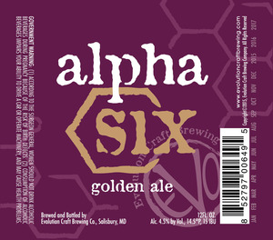 Evolution Craft Brewing Company Alpha Six Golden Ale