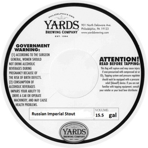 Yards Brewing Company Russian Imperial Stout September 2015