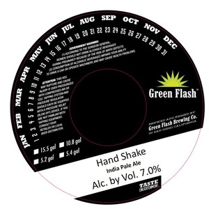 Green Flash Brewing Company Hand Shake IPA September 2015