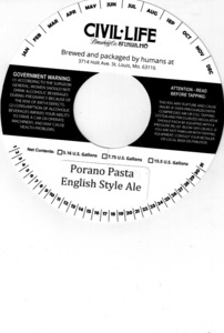 The Civil Life Brewing Co LLC Porano Pasta English Style Ale October 2015