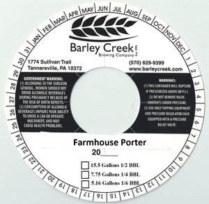 Barley Creek Brewing Company Farmhouse Porter October 2015