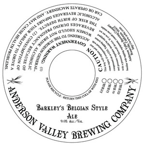 Anderson Valley Brewing Company Barkley's Belgian Ale October 2015