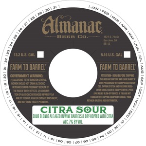 Almanac Beer Co. Citra Sour October 2015