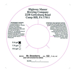 Highway Manor Brewing Company Mr. Strawberry