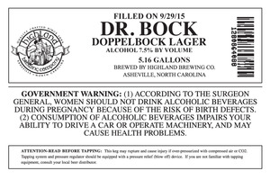 Highland Brewing Co. Dr. Bock October 2015