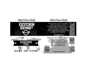 Escutcheon Brewing Co. Blackstrake Stout November 2015