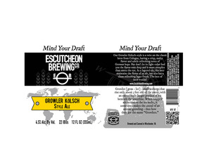 Escutcheon Brewing Co. Growler Kolsch Style Ale November 2015