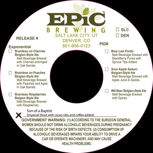 Epic Brewing Son Of A Baptist