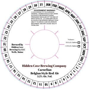 Hidden Cove Brewing Co. Carnelian Belgian Style Red Ale