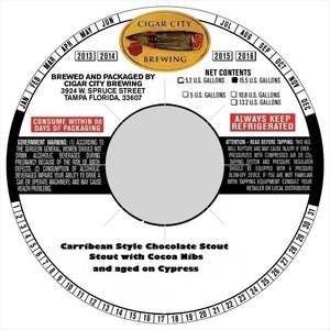 Cigar City Brewing Caribbean Style Chocolate Stout November 2015