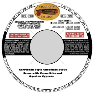 Cigar City Brewing Caribbean Style Chocolate Stout November 2015