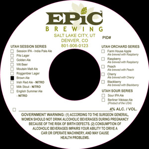 Epic Brewing Utah Session Series Brown Ale