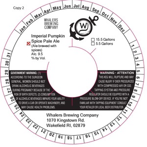 Whalers Brewing Company Imperial Pumpkin Spice Ale November 2015