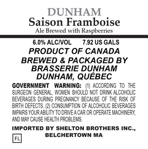 Dunham Saison Framboise November 2015