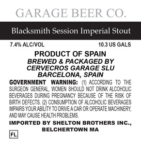 Garage Beer Co. Blacksmith Imperial Stout November 2015