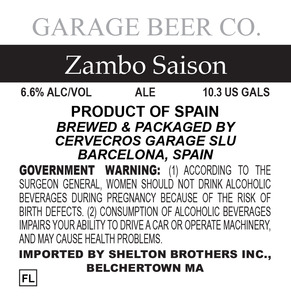 Garage Beer Co. Zambo Saison