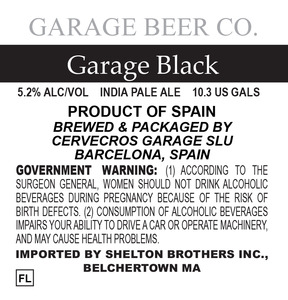 Garage Beer Co. Garage Black IPA November 2015