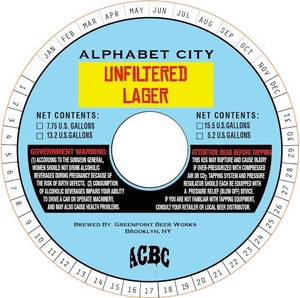 Alphabet City Unfiltered Lager