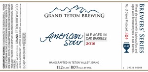 Grand Teton Brewing Company American Sour 2016 November 2015