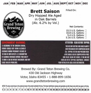 Grand Teton Brewing Company Brett Saison November 2015