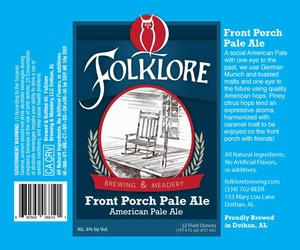Folklore Front Porch Pale Ale December 2015