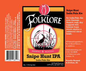 Folklore Snipe Hunt IPA December 2015