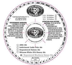 Legal Remedy Brewing Co. Sequestered Blueberry Saison Ale