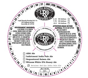 Legal Remedy Brewing Co. Retainer Red Rye India Pale Ale