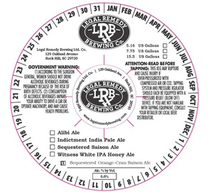 Legal Remedy Brewing Co. Sequestered Orange-cran Saison Ale