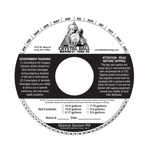 Crystal Ball Brewing Co., LLC "seance" Session India Pale Ale November 2015