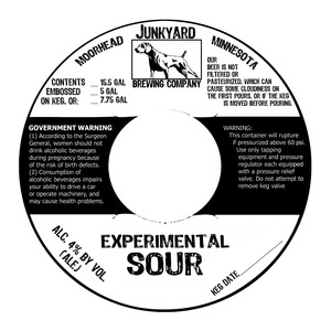 Junkyard Brewing Company Experimental Sour November 2015