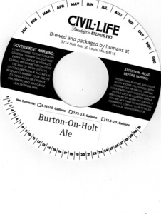 The Civil Life Brewing Co LLC Burton-on-holt Ale November 2015