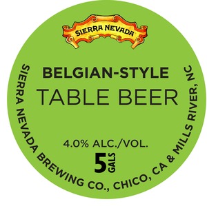 Sierra Nevada Belgian-style Table Beer November 2015