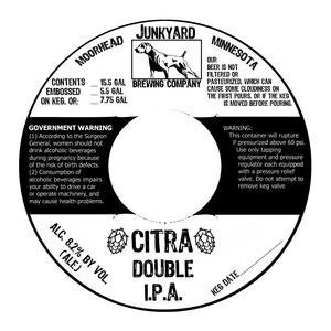 Junkyard Brewing Company Citra Double IPA November 2015