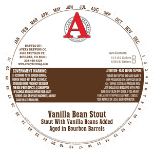 Avery Brewing Company Vanilla Bean Stout November 2015