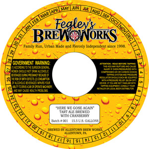 Fegley's Brew Works "here We Gose Again" December 2015