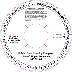 Hidden Cove Brewing Co. Bucko's Hoppy Brown Ale November 2015