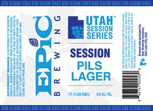 Epic Brewing Company Utah Session Series Pils Lager November 2015