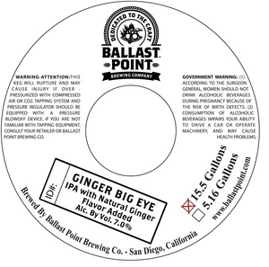 Ballast Point Ginger Big Eye November 2015