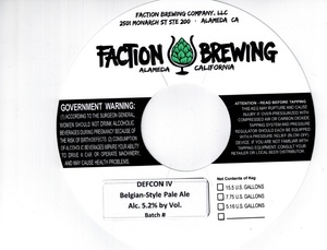 Faction Brewing Defcon Iv- Belgian- Style Pale Ale